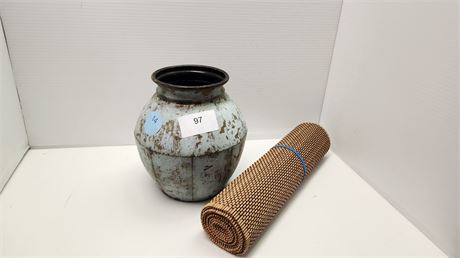 Decorative Pot & Bamboo Table Runner