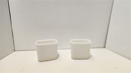 2 Small Glass Storage Containers. NO LIDS
