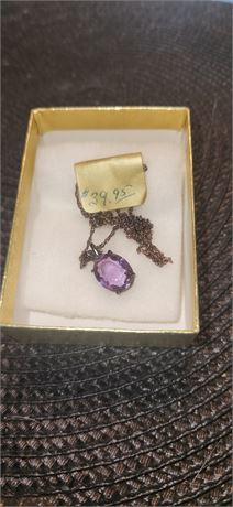 Amethyst necklace with sterling chain