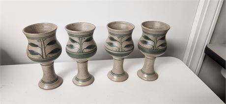 4 Stoneware Pottery Goblets