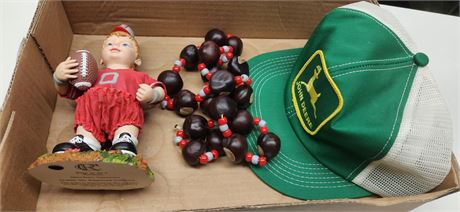 John Deer Hat & Buckeye Necklace & Ohio State Statue