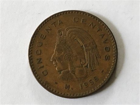 1956 Mexico 50 Centavos