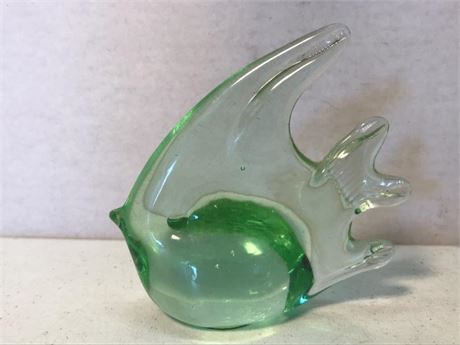 Green Glass Fish Paper Weight