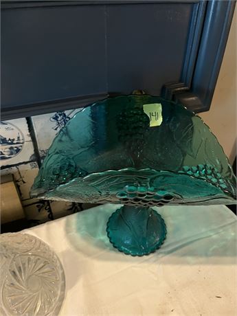 Vintage Aqua Turquoise Glass Banana Boat