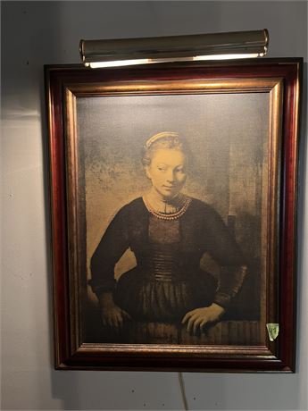 "Young Woman at Open Half Door" Art with Light