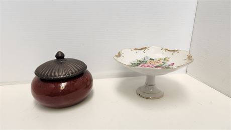 Vintage Floral Candy Bowl & Vintage Jewelry Box