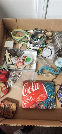 Lot of jewelry And Coca-Cola wallet.