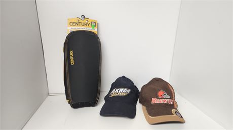 Century Shin Guards & 2 Baseball Hats
