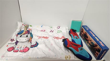 Unicorn Baby Blanket, Deck Shoes, Ring Toss Game