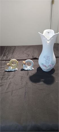 Precious Moments Vase & Figurines