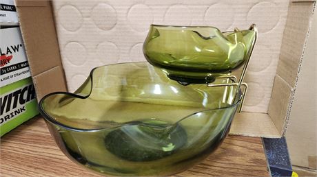 Anchor Hocking Accent Modern 3 Piece Avocado Chip & Dip bowl Set