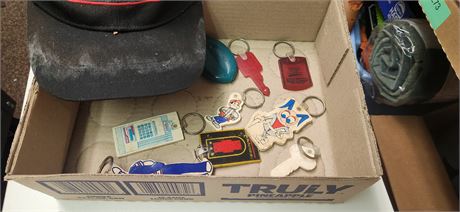 Vintage Key Chains & On Air Hat. Needs Cleaned