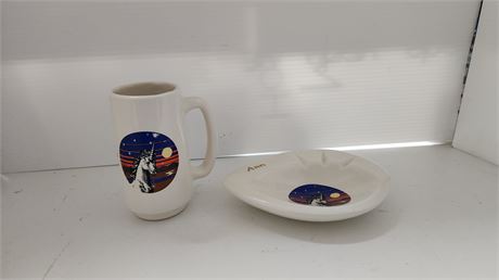 Vintage Unicorn Ashtray & Cup