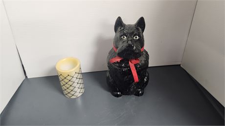 Vintage Dog Cookie Jar & LED Candle. NOT TESTED