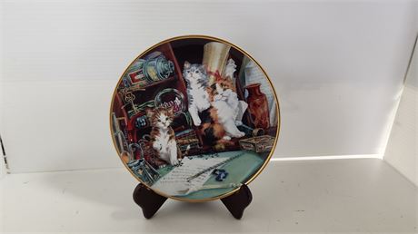 Franklin Mint Pen Pals Numbered Cat Collectors Plate & Stand