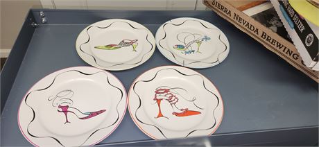 Set Of 4 High Heel Shoe Salad Plates