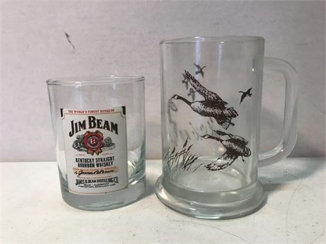 Jim Beam & Avon Glass Cups