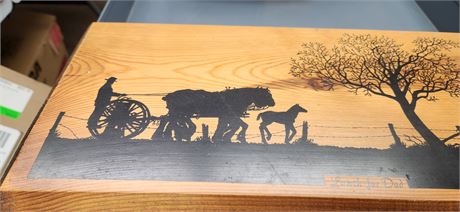 1984 Harvey Bernaro Amish Painting On Wood. Titled: lunch For Dad