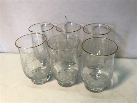 6 Libbey Glass Christmas Cups