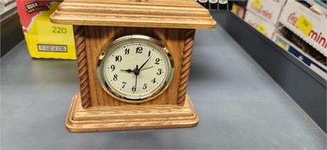 Small Wood Clock & Bathroom Decor