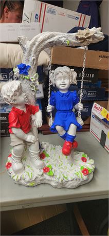 Standing Boy & Girl Swinging Statue