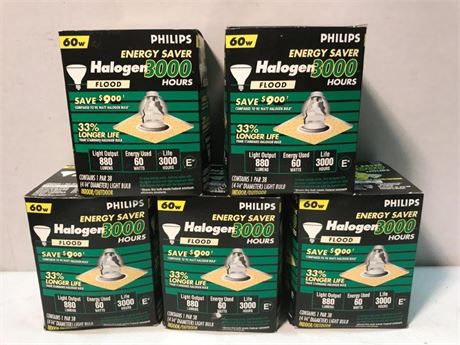 5 Philips 60w Halogen Bulbs (#1)