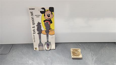 Mickey & Donald Spoon Set & Simon Perkins Collector's Coin