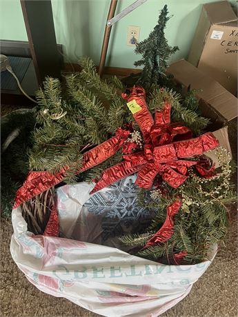 Holiday Wreath, Lighted Trees, Lighted Garland