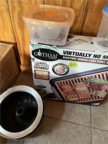 Smokeless Grill, Bundt Pan, Pie Crust Ring, Storage