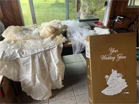 Vintage Wedding Gown, Veil