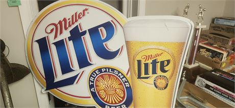 Large Miller Lite Metal Sign