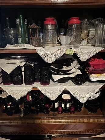 Glassware, Dishes, Collectibles (All Contents of Cabinet)