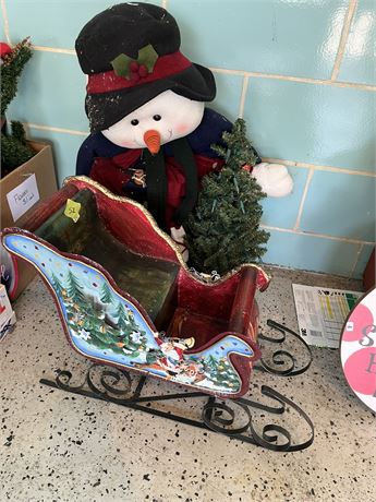 Christmas Decor, Snowman, Sled