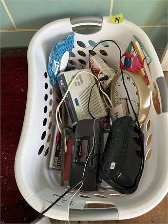 Misc Lot, Clocks, Laundry Basket