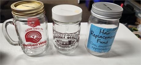 3 Collectible Glass Jars With Lids