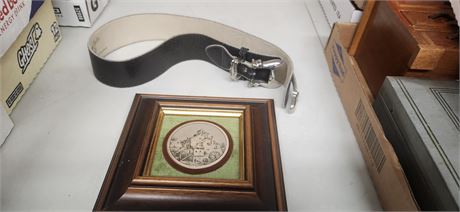 Belt & wood Framed Picture