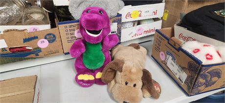 Plush Barney & TY Plush Dog