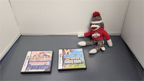 Sock Monkey & Super Mario Bro. & Cooking Mama 2 For Nintendo DS