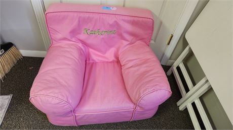 Child Pink Foam Chair. Katherine Embroider On IT