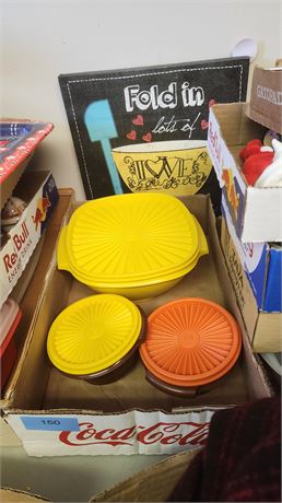 Vintage Tupperware Storage Containers & Canvas Art Decor.