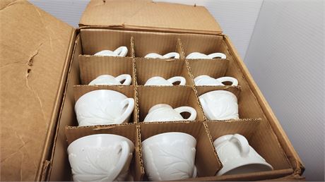 Indiana's Authentic Milk Glass Punch Bowl & Cups. Missing Hooks & Ladle