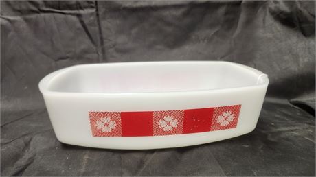 Federal Milk Glass Red Ginger Loaf Dish