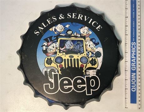 Jeep Sales & Service Donald Duck Metal Sign