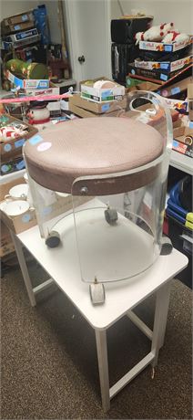 Vintage Lucite Vanity Stool On Casters