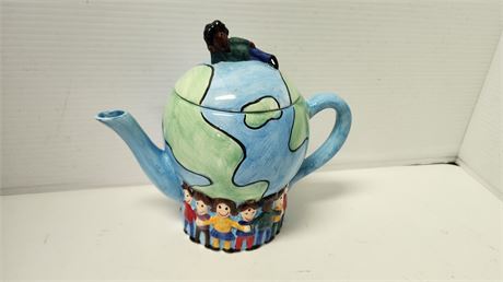 Save The Children Hand Painted Tea Pot Collectible Centrum Kids We Are The World