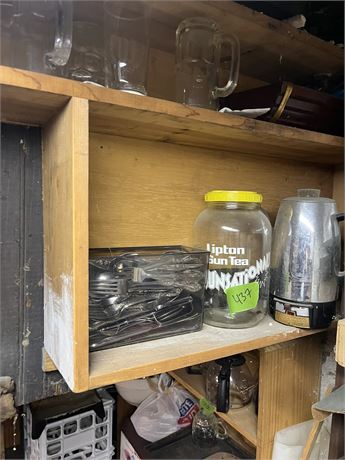 Shelf Lot, Flatware, Coffee Maker