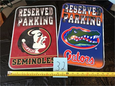 Florida Sports Parking Plastic Signs