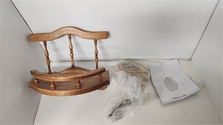 Small Wood Display Shelf & Misc.