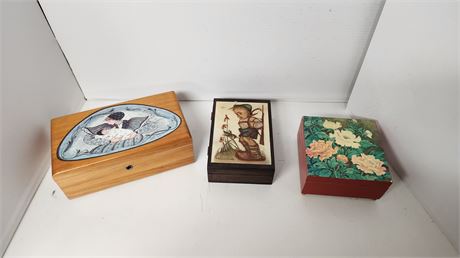 3 Small Wood Boxes
