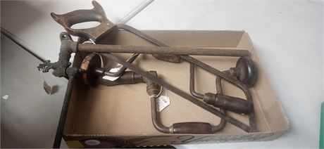 Vintage Gas Valve & Hand Drill & Hand Saw